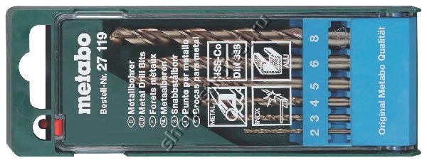Увеличенная фотография Набор сверл по металлу Metabo HSS-Co 6шт. 27119